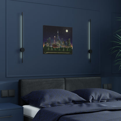 Full Moon Night Chicago [Illustration Art Print]