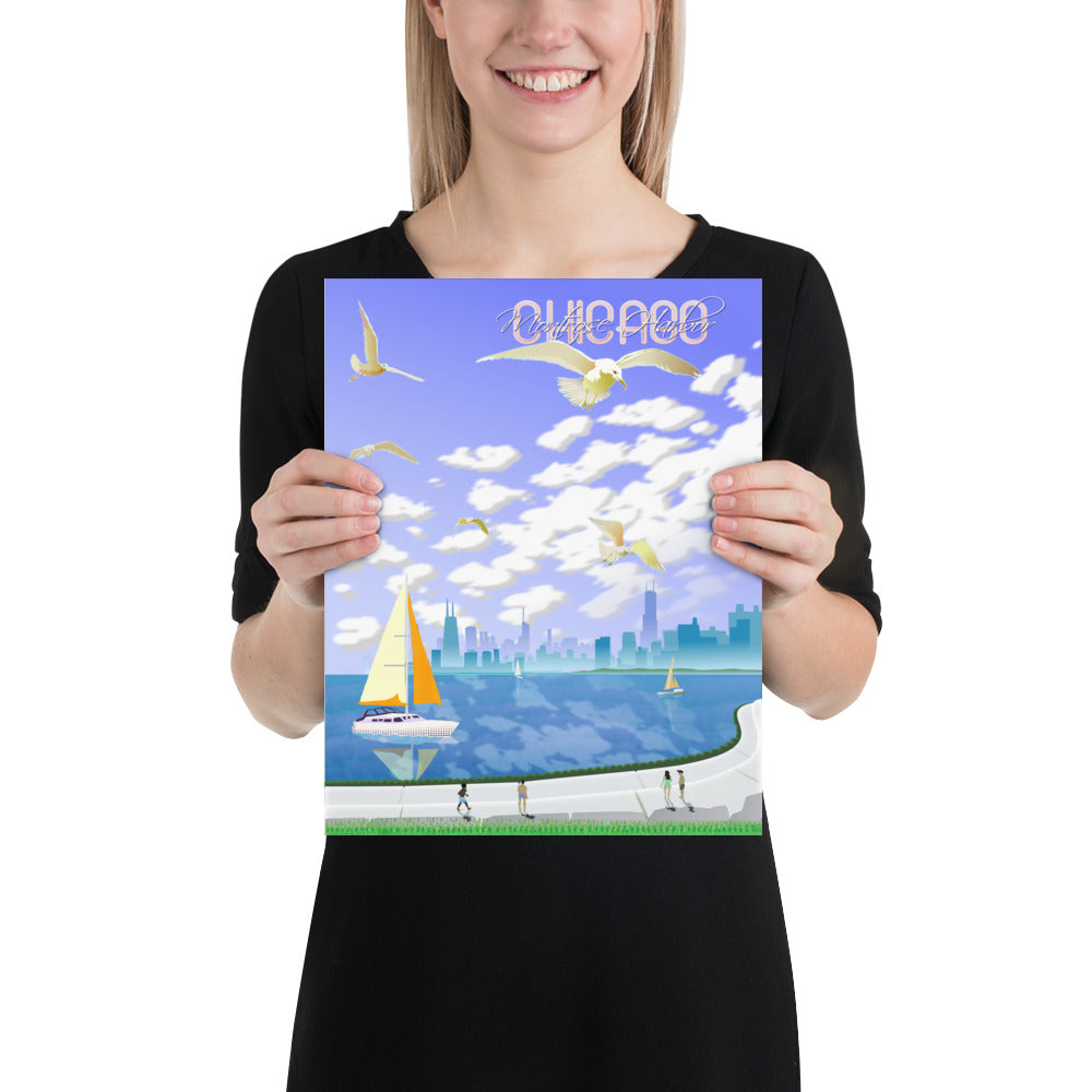 Lakeside Chicago Summer [Illustration Art Print]