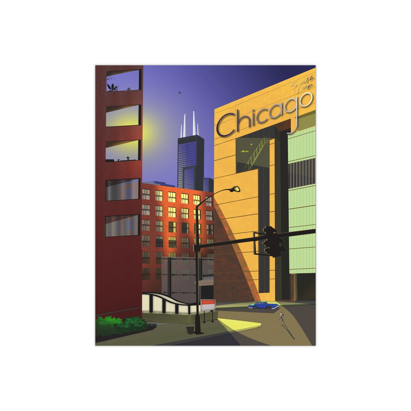 South Loop Sunset [Illustration Art Print]