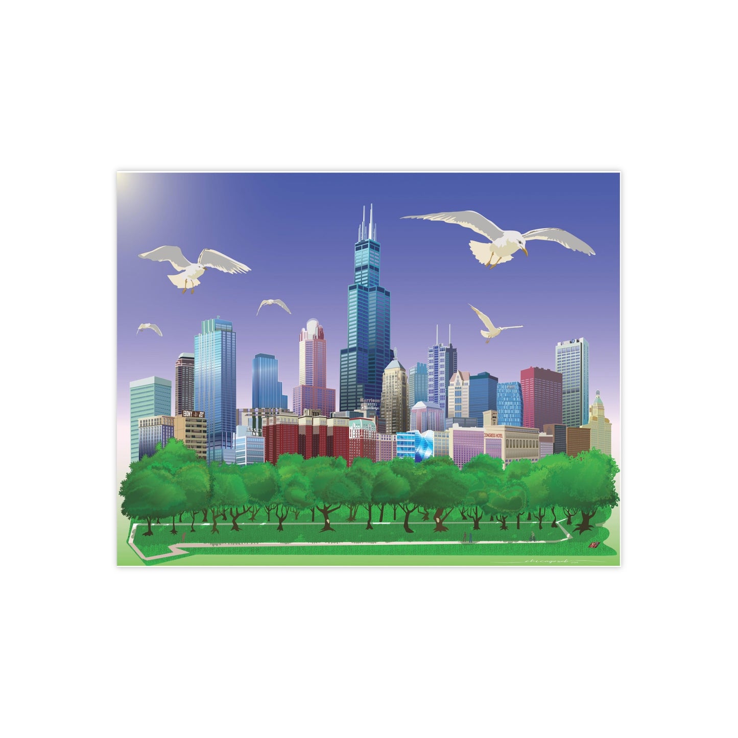 Chicago Seagulls [Illustration Art Print]