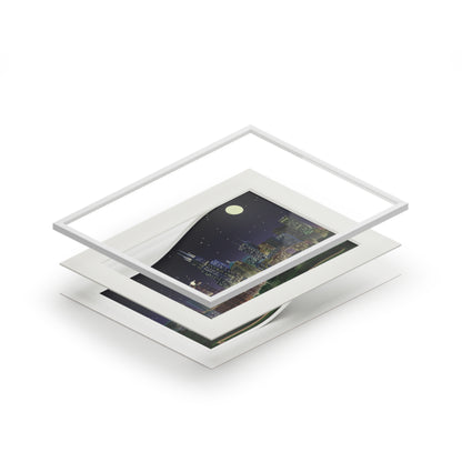 Full Moon Night Chicago [Paper Framed Art Print]