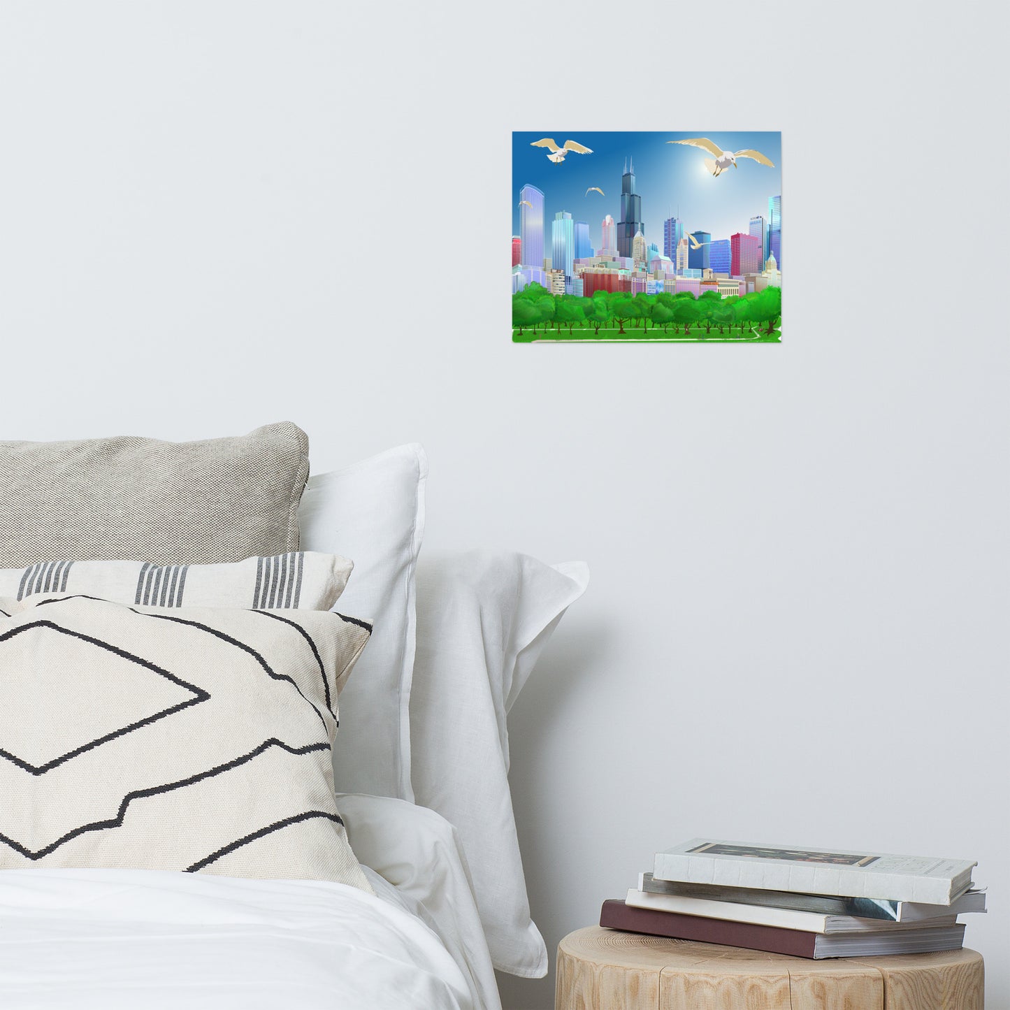 Chicago Summer Seagulls [Illustration Art Print]