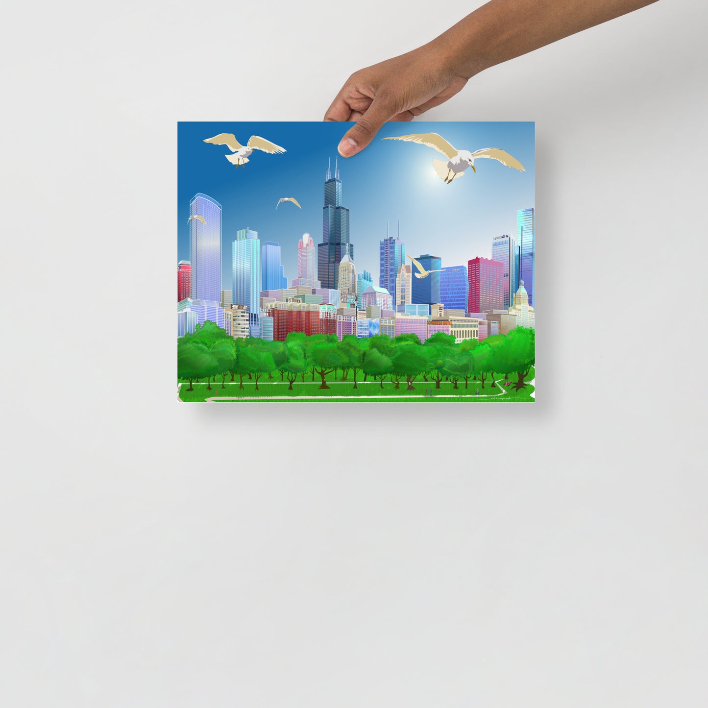Chicago Summer Seagulls [Illustration Art Print]