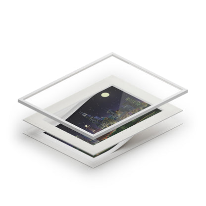Full Moon Night Chicago [Paper Framed Art Print]