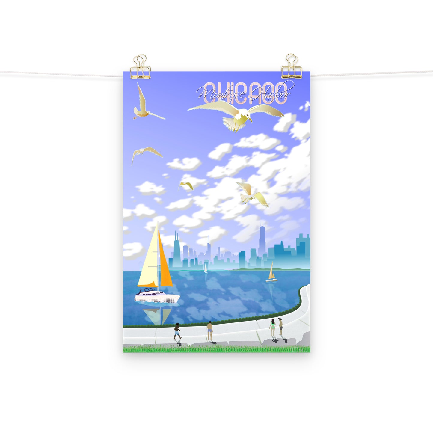 Lakeside Chicago Summer [Illustration Art Print]
