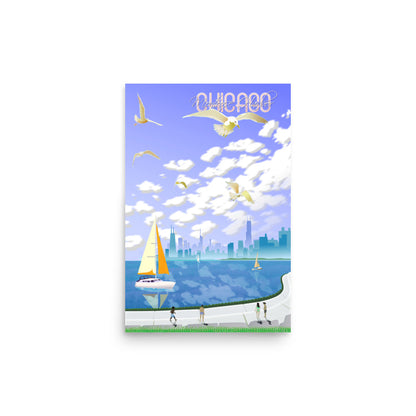 Lakeside Chicago Summer [Illustration Art Print]