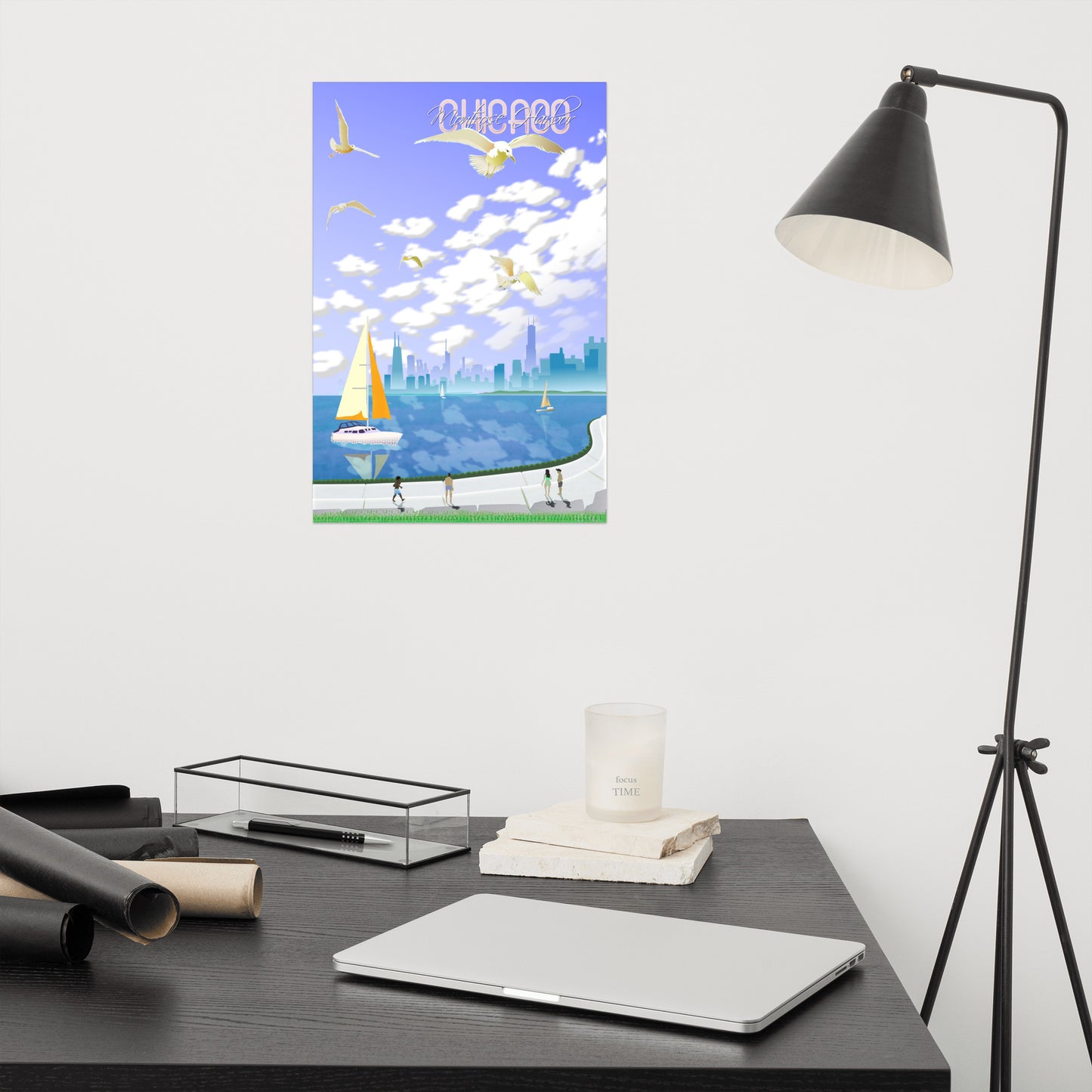Lakeside Chicago Summer [Illustration Art Print]
