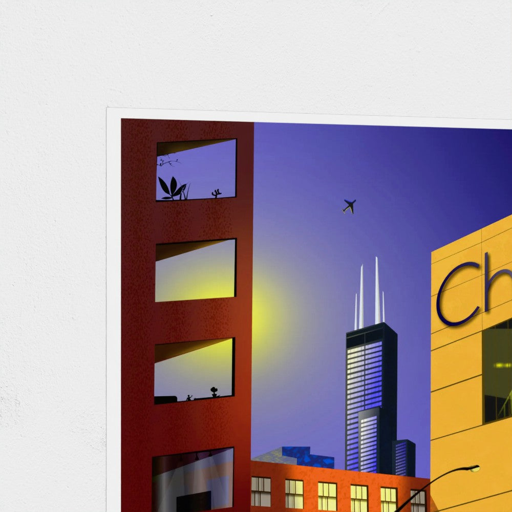 South Loop Sunset [Illustration Art Print]
